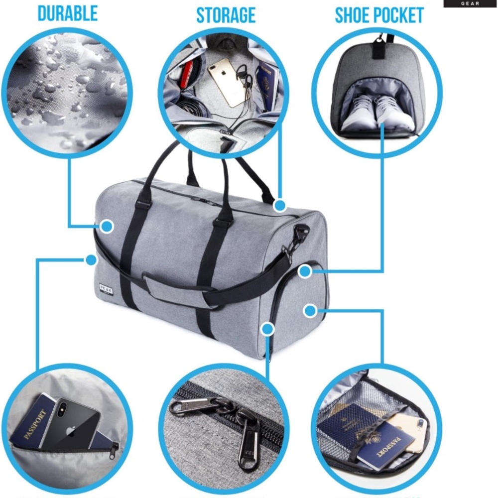 COPY - Peak Gear Duffle Bag for Travel 42L..(NWT)grey